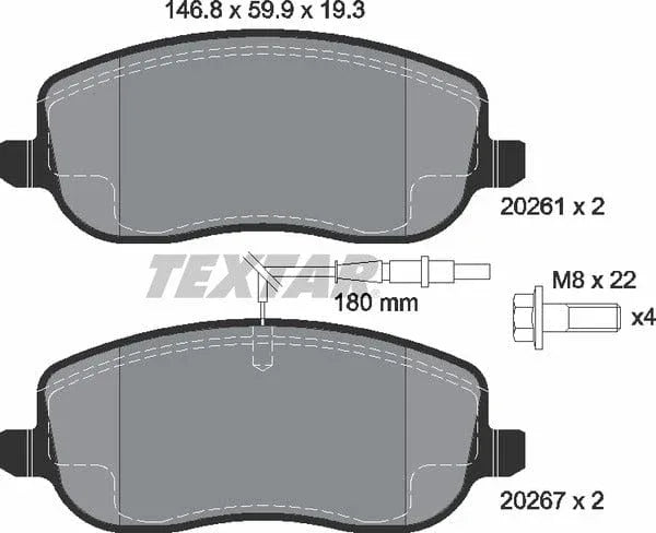 Textar Brake Pads Full Set Of 4 Front With Brake Caliper Screws 2026101 - OEM Quality Replacement - image 5