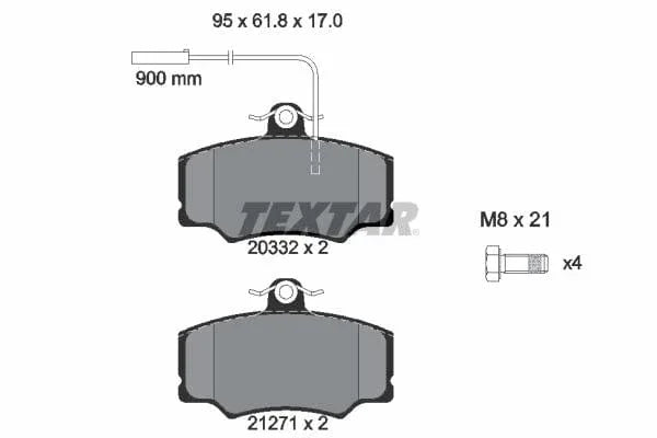 Textar Brake Pads Full Set Of 4 Front With Brake Caliper Screws 2033201 - image 7