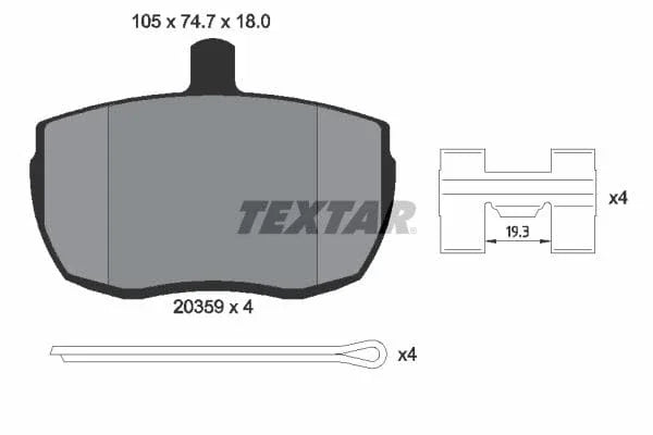 Textar Brake Pads Full Set Of 4 Front With Accessories 2035908 - image 4