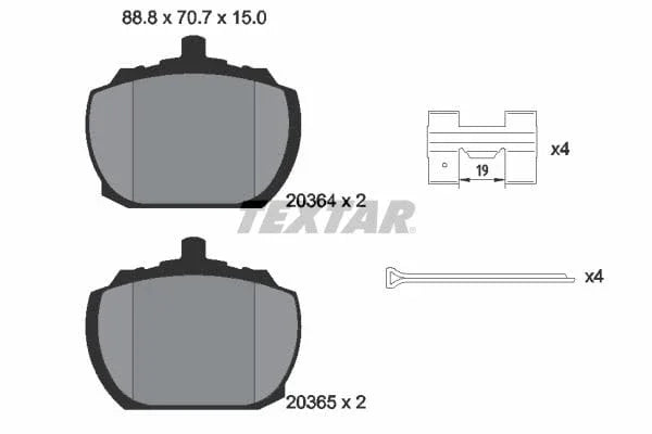 Textar Brake Pads Full Set Of 4 Front With Accessories 2036404 - image 4