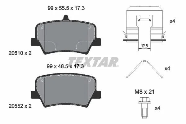 Textar Brake Pads Full Set Of 4 Rear With Brake Caliper Screws With Accessories 2051001 - image 4