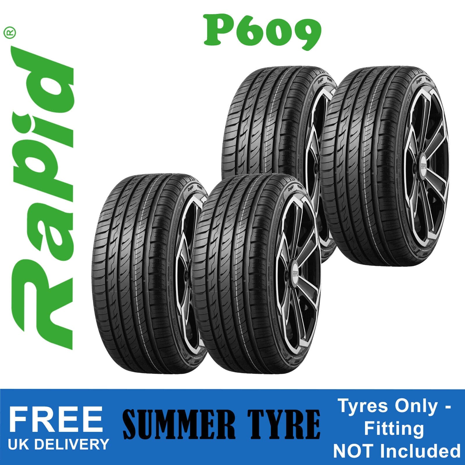 205/55/R16 Rapid Tyres 20555R16 P609 91W CB Rated 71dB Summer x4 ...