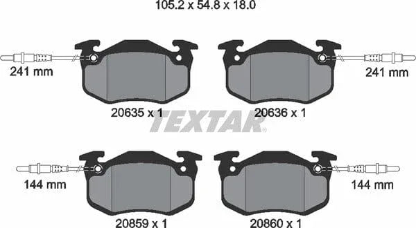 Textar Brake Pads Full Set Of 4 Front Rear 2063503 - image 4