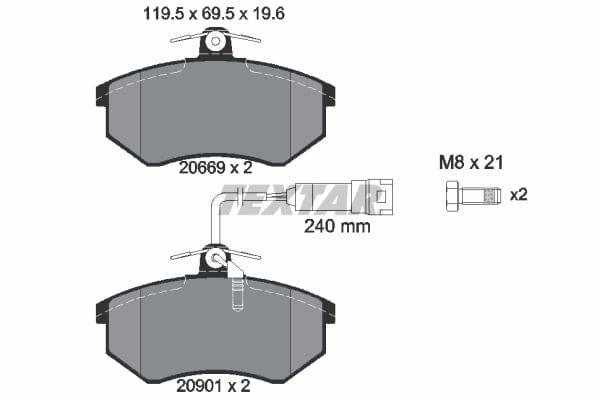 Textar Brake Pads Full Set Of 4 Front With Brake Caliper Screws 2066922 - image 4