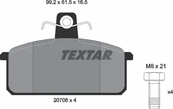 Textar Brake Pads Full Set Of 4 Front With Brake Caliper Screws 2070803 - image 5