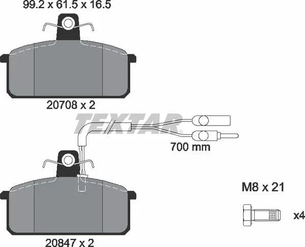 Textar Brake Pads Full Set Of 4 Front With Brake Caliper Screws 2070804 - image 5