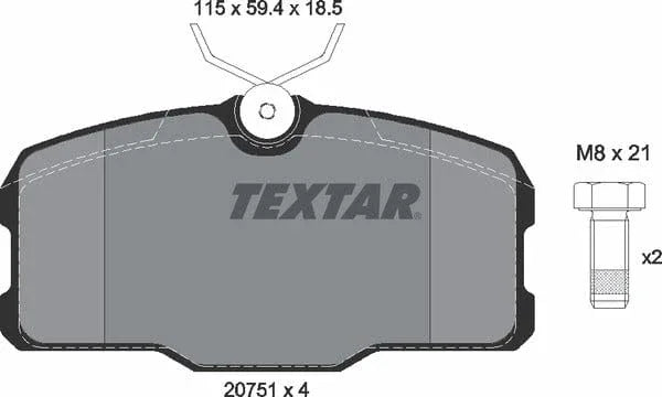 Textar Brake Pads Full Set Of 4 Front With Brake Caliper Screws 2075101 - image 5