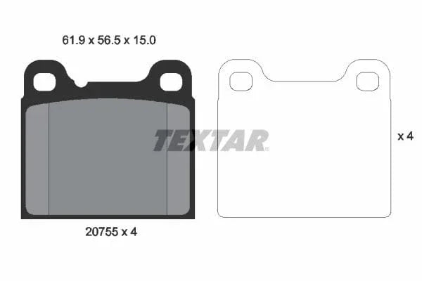 Textar Brake Pads Full Set Of 4 Rear With Accessories 2075506 - image 4