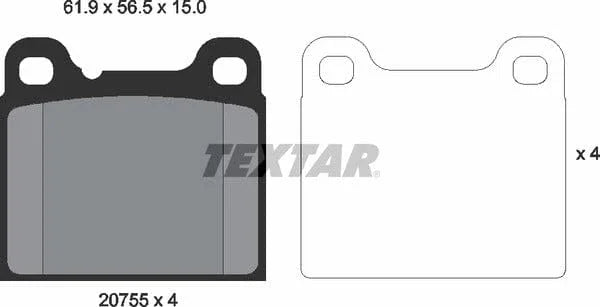 Textar Brake Pads Full Set Of 4 Rear With Accessories 2075506 - image 5