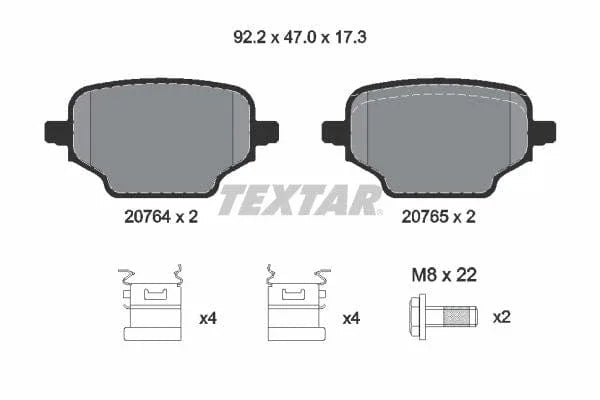 Textar Brake Pads Full Set Of 4 Rear With Brake Caliper Screws With Accessories 2076401 - image 4