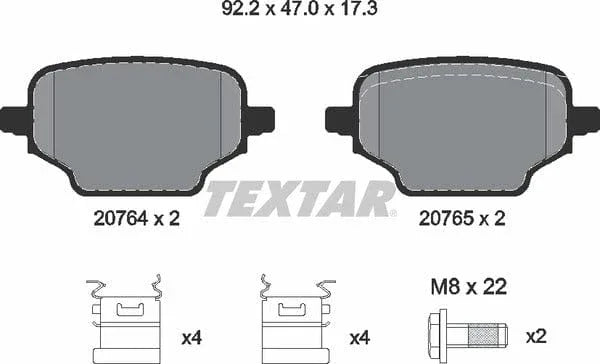 Textar Brake Pads Full Set Of 4 Rear With Brake Caliper Screws With Accessories 2076401 - image 5