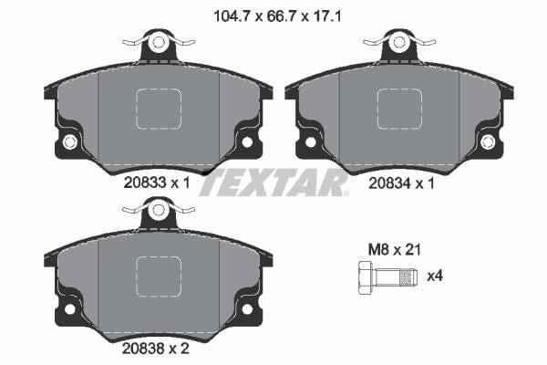 Textar Brake Pads Full Set Of 4 Front With Brake Caliper Screws 2083302 - image 4