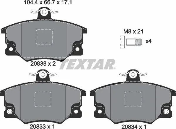 Textar Brake Pads Full Set Of 4 Front With Brake Caliper Screws 2083302 - image 5