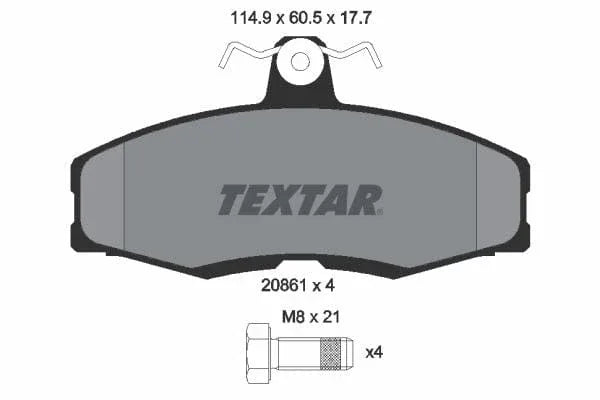 Textar Brake Pads Full Set Of 4 Front With Brake Caliper Screws 2086105 - image 4