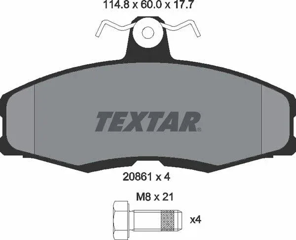 Textar Brake Pads Full Set Of 4 Front With Brake Caliper Screws 2086105 - image 5