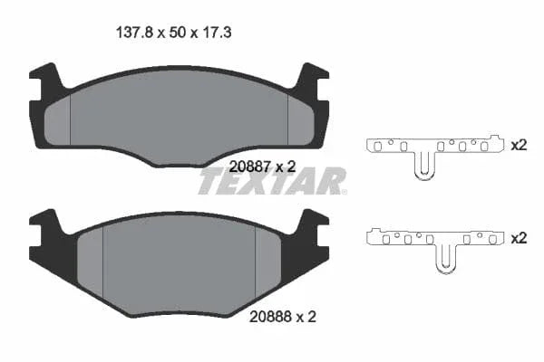 Textar Brake Pads Full Set Of 4 Front With Accessories 2088708 - image 4
