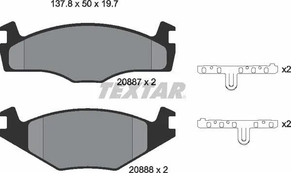 Textar Brake Pads Full Set Of 4 Front With Accessories 2088710 - image 5