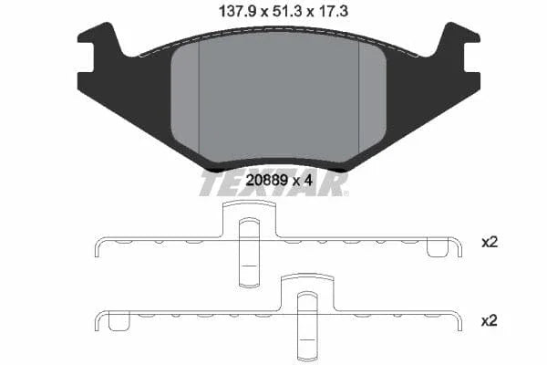 Textar Brake Pads Full Set Of 4 Front With Accessories 2088902 - image 4