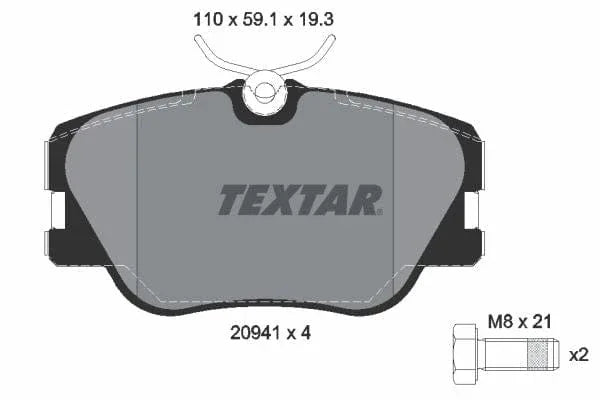 Textar Brake Pads Full Set Of 4 Front With Brake Caliper Screws 2094102 - image 4