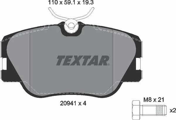Textar Brake Pads Full Set Of 4 Front With Brake Caliper Screws 2094102 - image 5