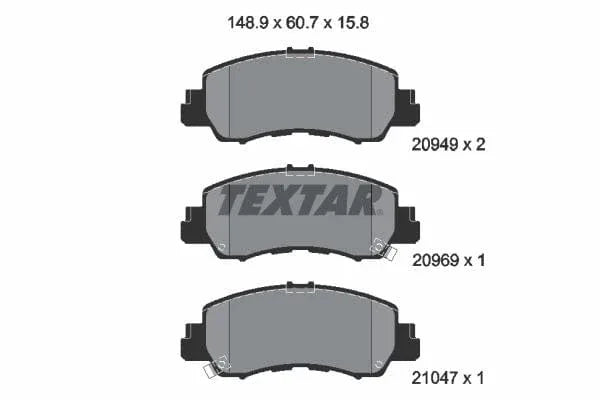 Textar Brake Pads Full Set Of 4 Front 2094901 - image 4