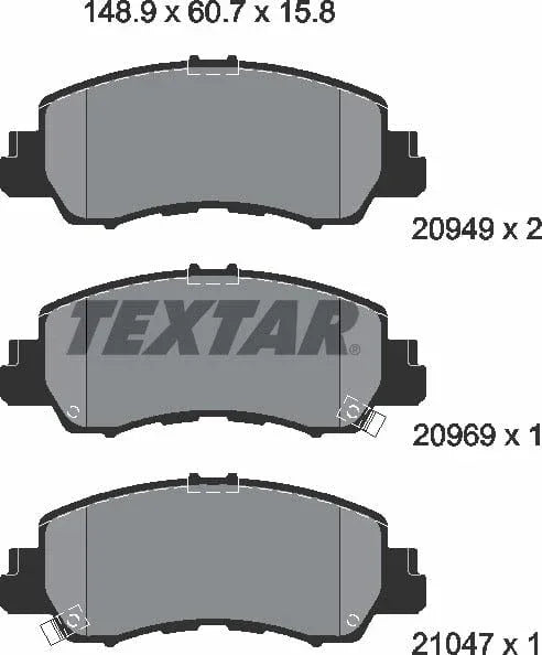 Textar Brake Pads Full Set Of 4 Front 2094901 - image 5