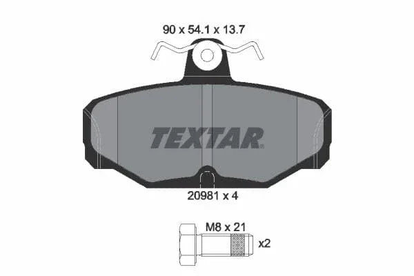 Textar Brake Pads Full Set Of 4 Rear With Brake Caliper Screws 2098101 - image 4