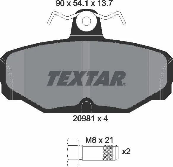 Textar Brake Pads Full Set Of 4 Rear With Brake Caliper Screws 2098101 - image 5
