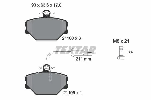 Textar Brake Pads Full Set Of 4 Front With Brake Caliper Screws 2110005 - image 4