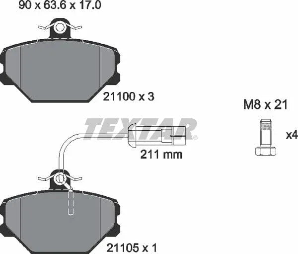 Textar Brake Pads Full Set Of 4 Front With Brake Caliper Screws 2110005 - image 5