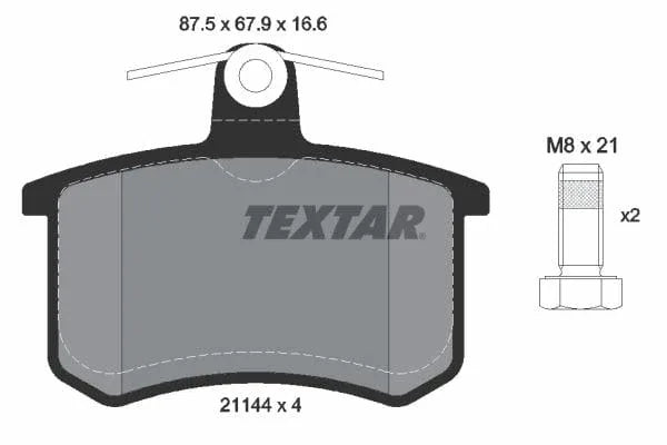 Textar Brake Pads Full Set Of 4 Rear With Brake Caliper Screws 2114401 - image 4