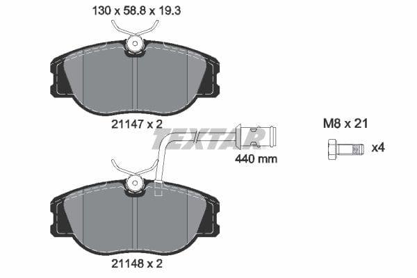Textar Brake Pads Full Set Of 4 Front With Brake Caliper Screws 2114703 - image 4