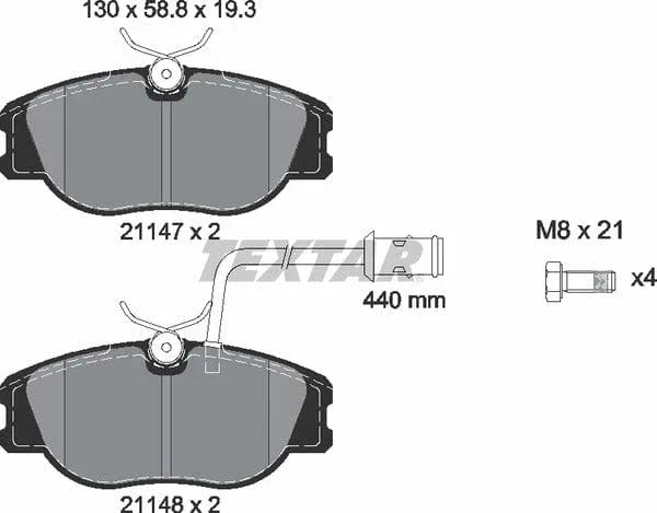 Textar Brake Pads Full Set Of 4 Front With Brake Caliper Screws 2114703 - image 5