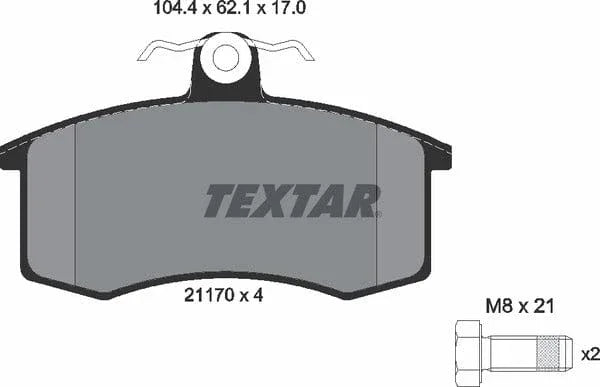 Textar Brake Pads Full Set Of 4 Front With Brake Caliper Screws 2117002 - image 5