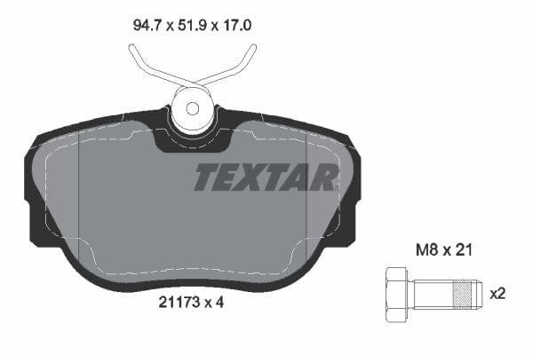 Textar Brake Pads Full Set Of 4 Front With Brake Caliper Screws 2117302 - image 4