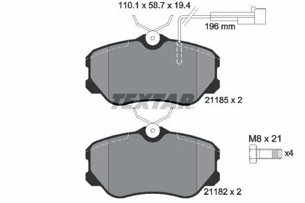 Textar Brake Pads Full Set Of 4 Front With Brake Caliper Screws 2118503 - image 4