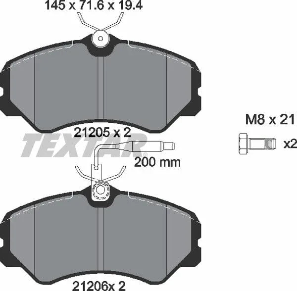 Textar Brake Pads Full Set Of 4 Front With Brake Caliper Screws 2120501 - image 5