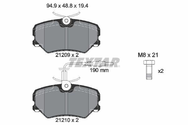 Textar Brake Pads Full Set Of 4 Front With Brake Caliper Screws 2120909 - image 4