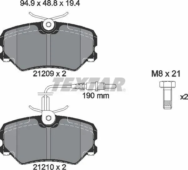 Textar Brake Pads Full Set Of 4 Front With Brake Caliper Screws 2120909 - image 5