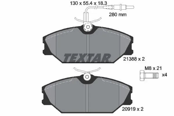 Textar Brake Pads Full Set Of 4 Front With Brake Caliper Screws 2138802 - image 4