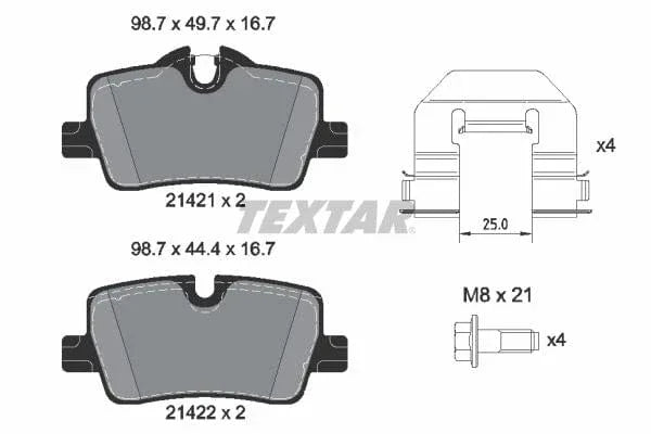 Textar Brake Pads Full Set Of 4 Rear With Brake Caliper Screws With Accessories 2142101 - image 4