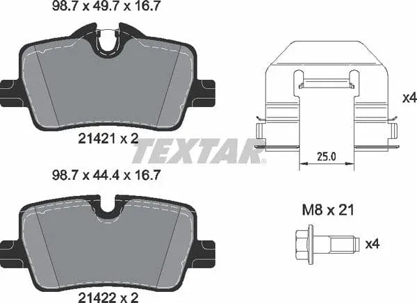 Textar Brake Pads Full Set Of 4 Rear With Brake Caliper Screws With Accessories 2142101 - image 5