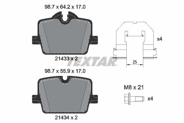 Textar Brake Pads Full Set Of 4 Rear With Brake Caliper Screws With Accessories 2143301 - image 4
