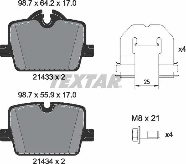 Textar Brake Pads Full Set Of 4 Rear With Brake Caliper Screws With Accessories 2143301 - image 5