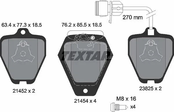 Textar Brake Pads Full Set Of 4 Front With Brake Caliper Screws With Counterweights 2145201 - image 5