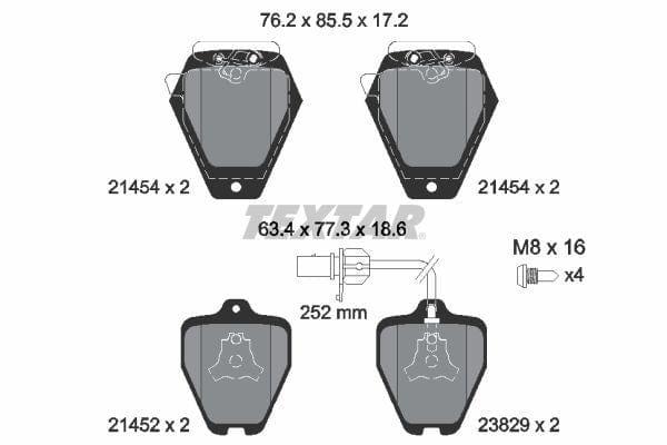 Textar Brake Pads Full Set Of 4 Front With Brake Caliper Screws With Counterweights 2145401 - image 4