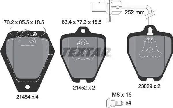 Textar Brake Pads Full Set Of 4 Front With Brake Caliper Screws With Counterweights 2145401 - image 5