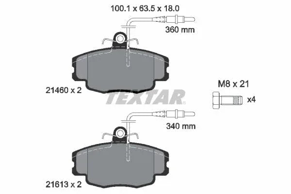 Textar Brake Pads Full Set Of 4 Front With Brake Caliper Screws 2146002 - image 4