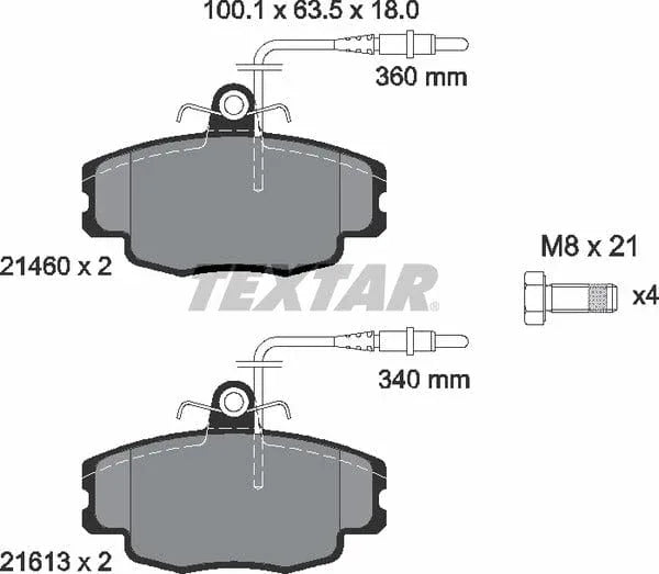 Textar Brake Pads Full Set Of 4 Front With Brake Caliper Screws 2146002 - image 5