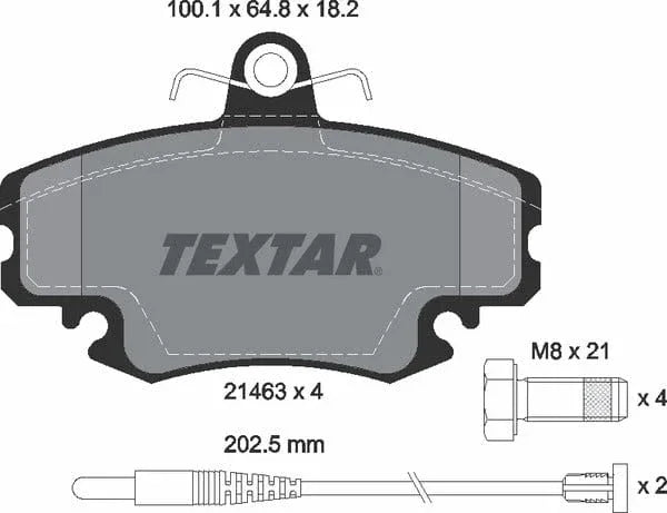 Textar Brake Pads Full Set Of 4 Front With Brake Caliper Screws 2146304 - image 5